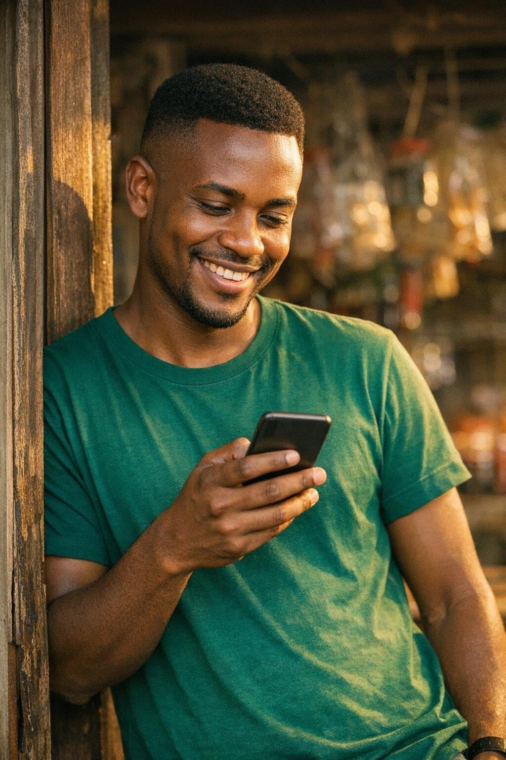 Mfanyabiashara akitumia programu kwenye simu yake
